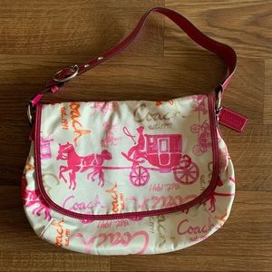 SOLD Coach pink horse and buggy shoulder bag rare color